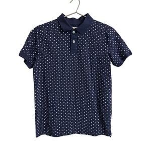 Boy's size 14 y Small H&M Logg Navy Blue Polka Dot Polo